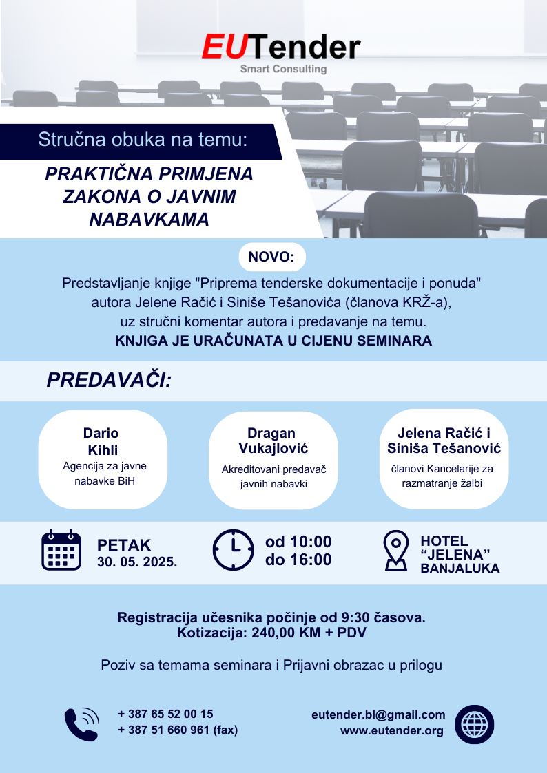 Seminar – Petak – 30.05.2025. godine Hotel Jelena – Banja Luka